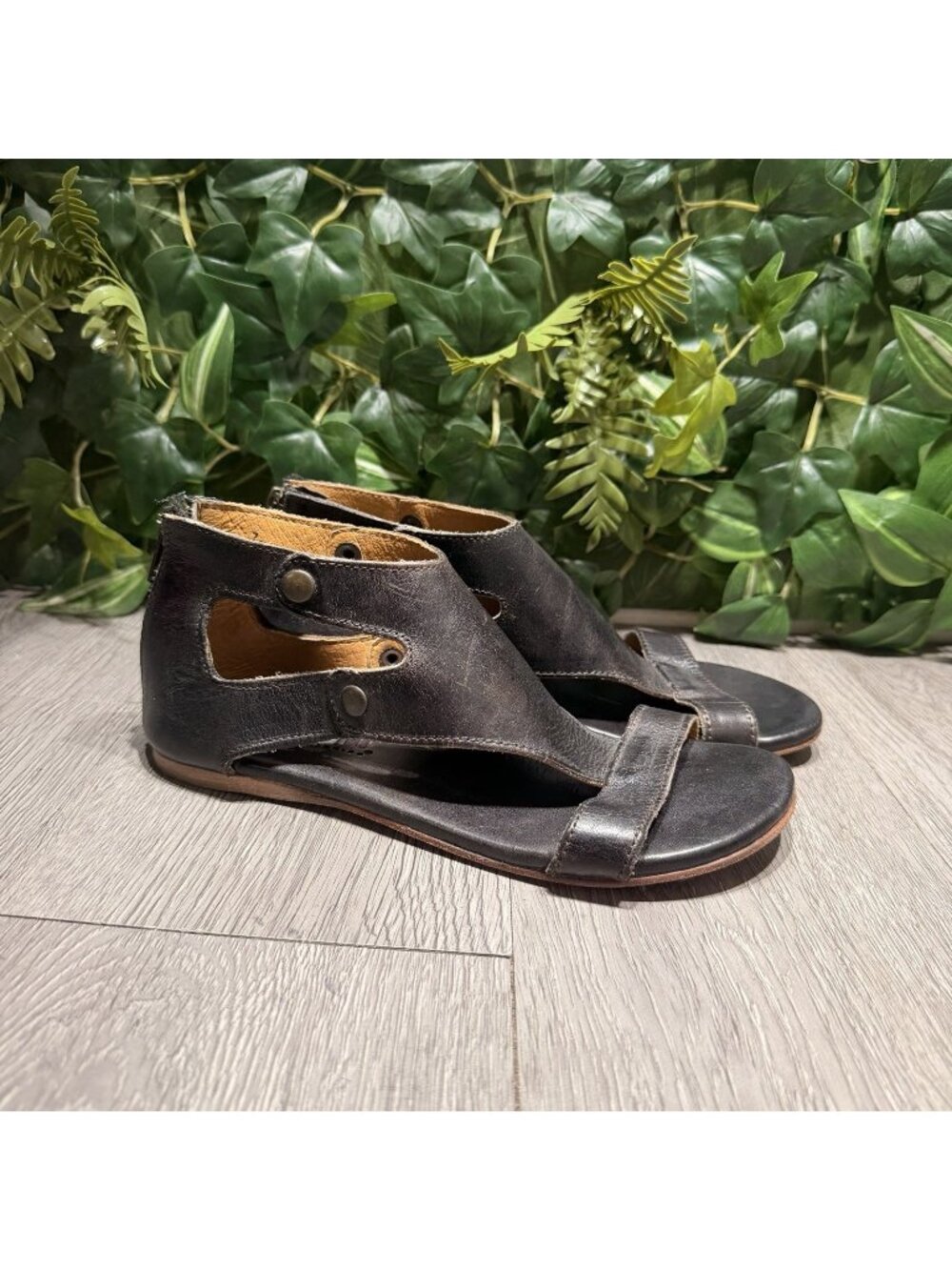 Bed Stu Womens Black Rustic Soto Leather Sandals Size US 7 Boho Summer